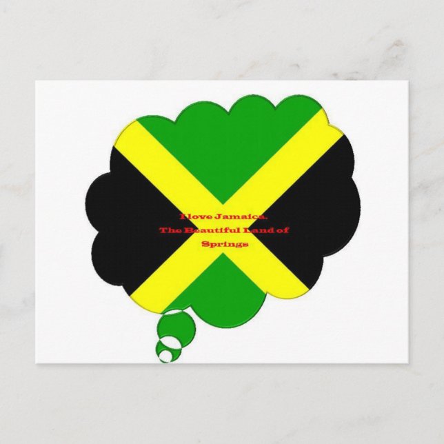 I Love Jamaica Text on Flag Art Print Postcard (Front)