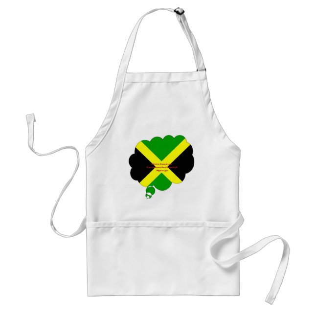 I Love Jamaica Text on Flag Art Print Standard Apron (Front)