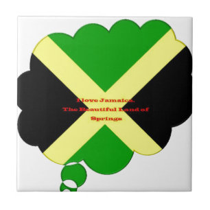 I Love Jamaica Text on Flag Art Print Tile