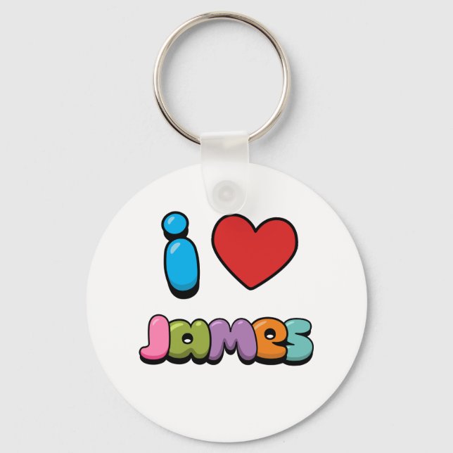 I Love James Key Ring (Front)