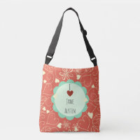 I Love Jane Austen Orange Pattern