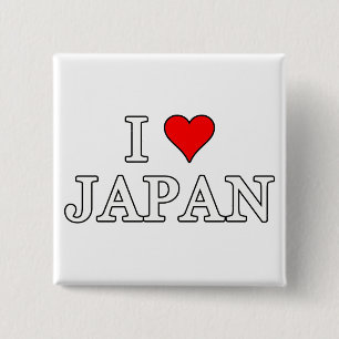 I Love Japan 15 Cm Square Badge
