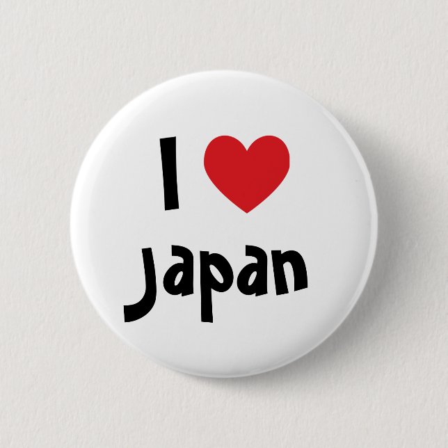 I Love Japan 6 Cm Round Badge (Front)