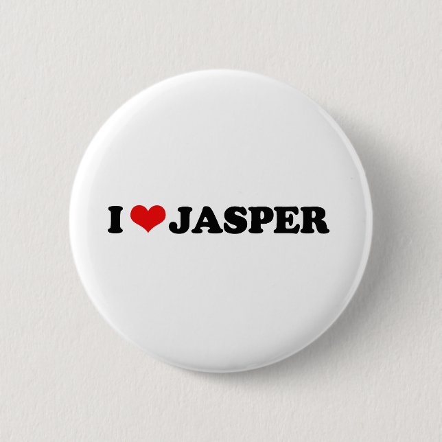 I LOVE JASPER 6 CM ROUND BADGE (Front)
