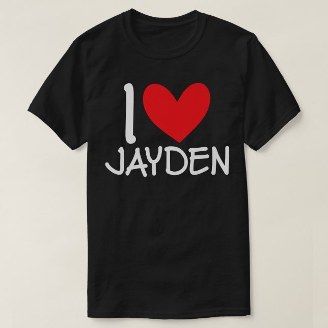 I Love Jayden Heart Name Personalized Men Guy BFF  T-Shirt (Design Front)