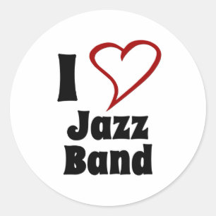 I Love Jazz Band Classic Round Sticker