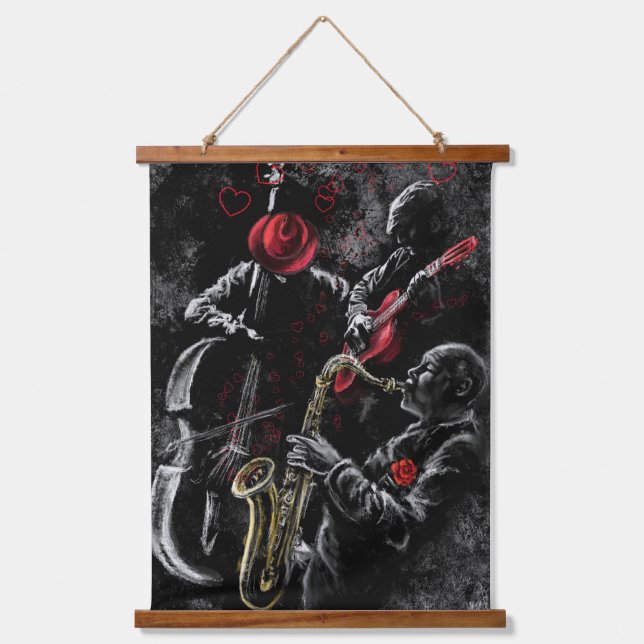 I Love Jazz Music Hanging Tapestry - Painting Art (Front)
