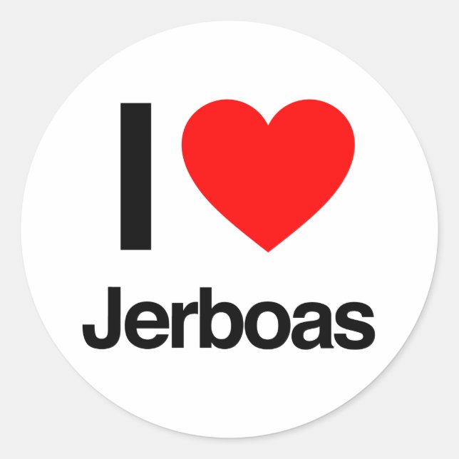 i love jerboas classic round sticker (Front)