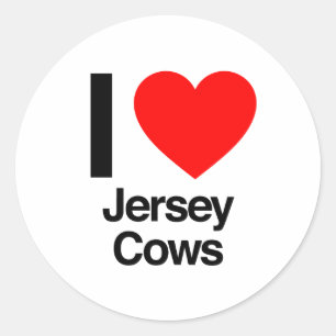 i love jersey cows classic round sticker