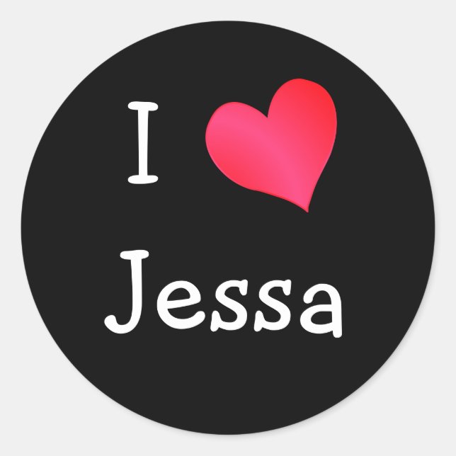 I Love Jessa Classic Round Sticker (Front)