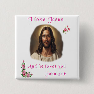 I love Jesus 15 Cm Square Badge