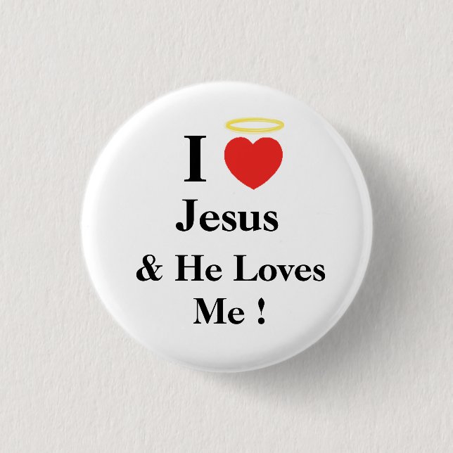 i love jesus 3 cm round badge (Front)