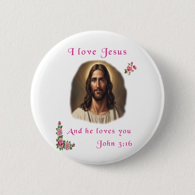 I love Jesus 6 Cm Round Badge (Front)