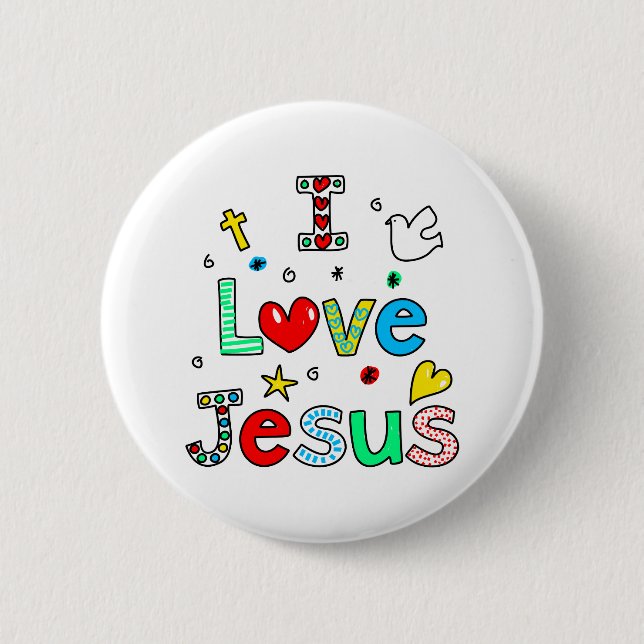 I Love Jesus 6 Cm Round Badge (Front)
