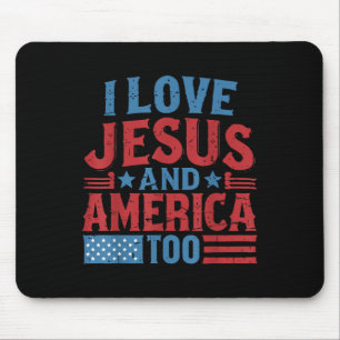 I Love Jesus America 4th Of July Christian Indepen Mouse Mat