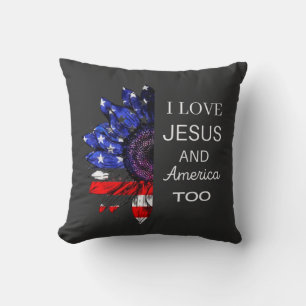 I Love Jesus and America Too,4th July Cushion