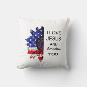 I Love Jesus and America Too Cushion