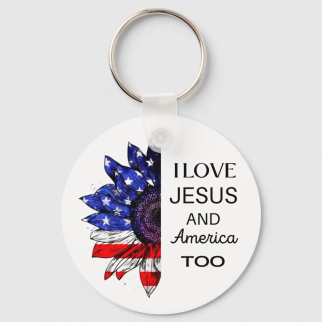  I Love Jesus and America Too Key Ring (Front)