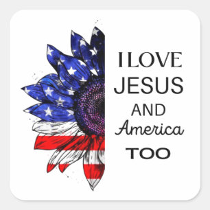  I Love Jesus and America Too Square Sticker
