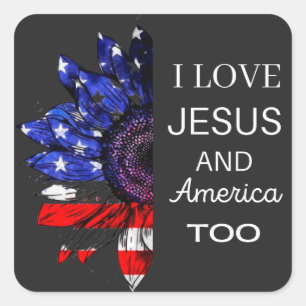  I Love Jesus and America Too Square Sticker