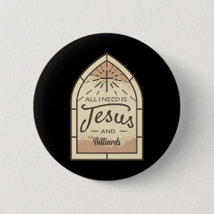 I Love Jesus And Billiards Lover Christian Pool Pl 6 Cm Round Badge