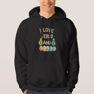 I Love Jesus And Bingo Christian Cross Board Games Hoodie