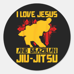 I love Jesus and Brazilian Jiu-Jitsu BJJ Classic Round Sticker