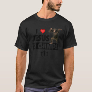 I Love Jesus and Chimps Christian Chimpanzee Monke T-Shirt