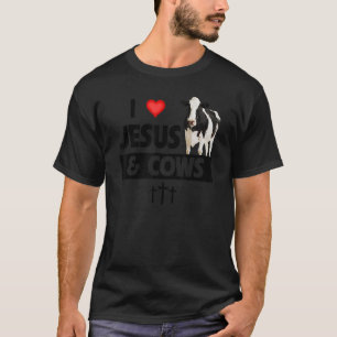 I Love Jesus and Cows Farming Christian Farm Ani T-Shirt