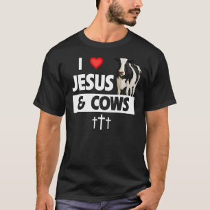 I Love Jesus and Cows Farming Christian Farm Anim T-Shirt