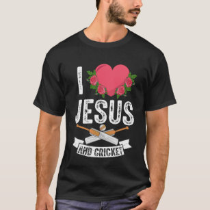 I Love Jesus and Cricket Player Fan Sport Christia T-Shirt
