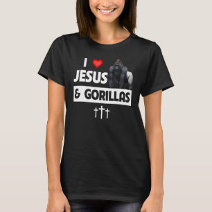 I Love Jesus and Gorillas Christian Ape Wildlife M T-Shirt