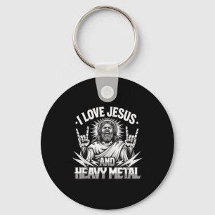 I Love Jesus And Heavy Metal 2 Key Ring