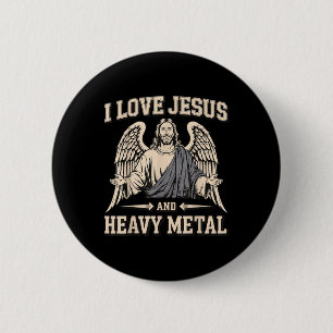 I Love Jesus And Heavy Metal 3 6 Cm Round Badge