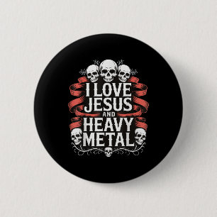 I Love Jesus And Heavy Metal _7  6 Cm Round Badge