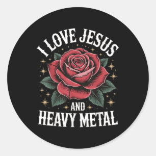I Love Jesus And Heavy Metal Classic Round Sticker