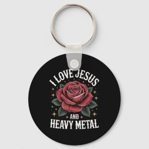 I Love Jesus And Heavy Metal Key Ring