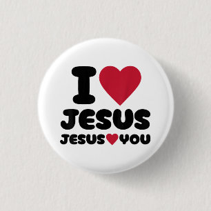 I Love Jesus and Jesus Loves You Christian 3 Cm Round Badge