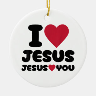 I Love Jesus and Jesus Loves You Christian Ceramic Tree Decoration