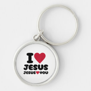 I Love Jesus and Jesus Loves You Christian Key Ring