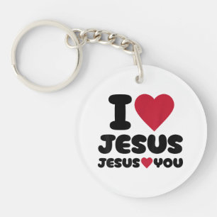 I Love Jesus and Jesus Loves You Christian Key Ring