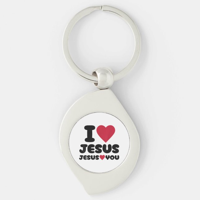 I Love Jesus and Jesus Loves You Christian Key Ring (Front)