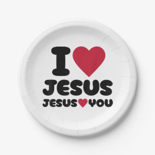 I Love Jesus and Jesus Loves You Christian Paper Plate