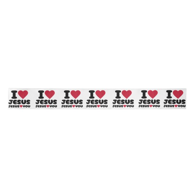I Love Jesus and Jesus Loves You Christian Satin Ribbon (Front)