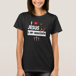 I Love Jesus and My Beauceron Herding Dog Mum Dad  T-Shirt