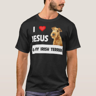 I Love Jesus and My Irish Terrier Dog Mum Dad Chri T-Shirt