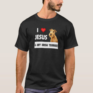 I Love Jesus And My Irish Terrier Dog Mum Dad Chri T-Shirt