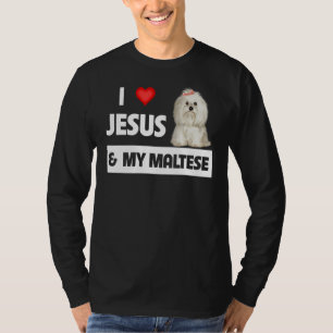 I Love Jesus And My Maltese Dog Mum Dad Maltipoo P T-Shirt
