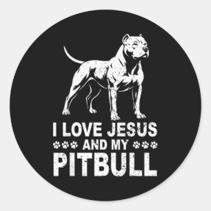 I Love Jesus And My Pitbull Classic Round Sticker