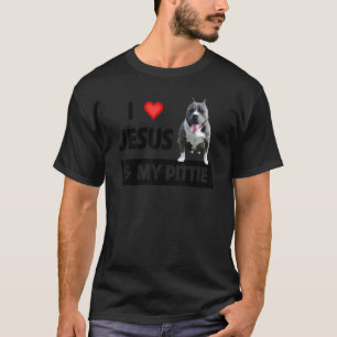 I Love Jesus And My Pittie Pitbull Dog Mum Dad Pet T-Shirt